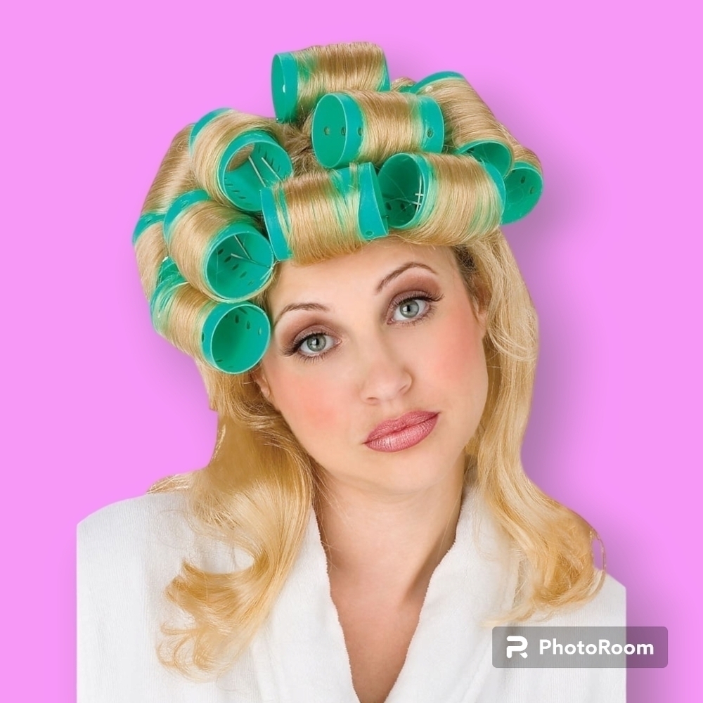Blonde Housewife Rollers Wavy Hair Synthetic Wig